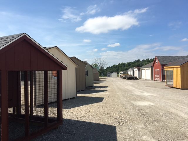 Our lot in Burgettstown. We have dozens of sheds in stock and you can come browse anytime.