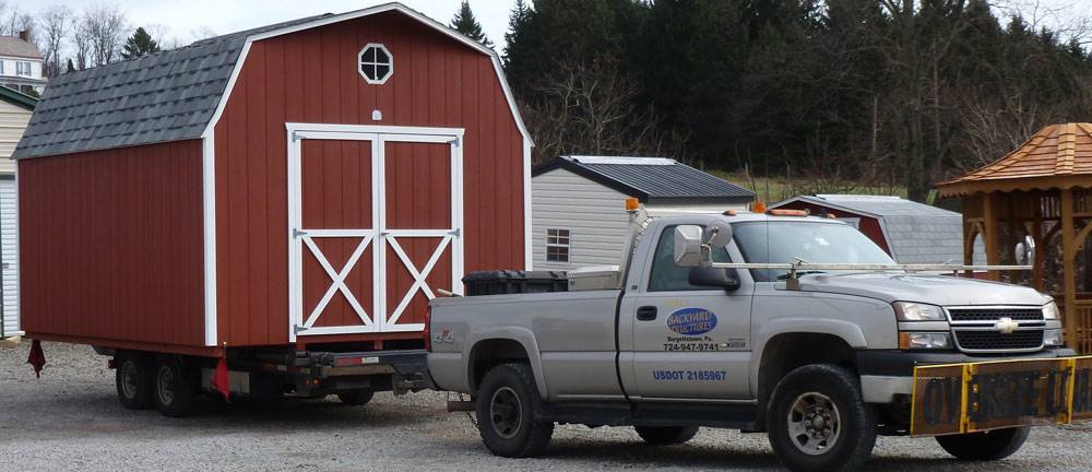 Picture of the truck we use to deliver sheds right to your door.